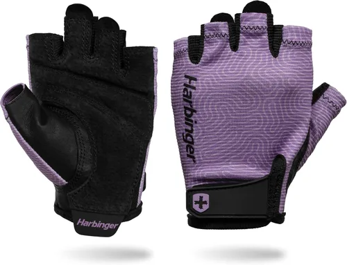 Vista 9 de Harbinger Power Gloves 3.0 - Guantes de levantamiento de pesas duraderos de medio dedo con cierre de muñeca ajustable, palma de cuero transpirable