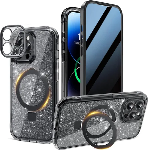 Vista 34 de Funda magnética de privacidad para iPhone 17 Pro Max [Cartulina Aurora con purpurina] [Soporte magnético invisible] protector de pantalla integrado