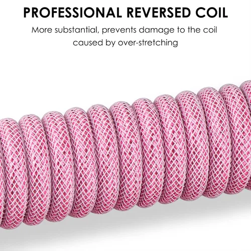 Vista 2 de Geekria Coiled USB-C Gaming Keyboard Cable with Aviator Connector Cord, 5-Pin Braided Double-Sleeved Mechanical Keyboard Cable Compatible with