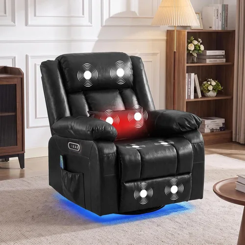 Vista 12 de Silla reclinable giratoria eléctrica, reclinable mecedora eléctrica de Marrón