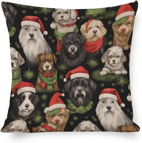 Vista 15 de Hellote - Funda de cojín de lino para sofá, dormitorio, automóvil, 16 x 16 pulgadas, decoración de invierno para el hogar Patrón 1