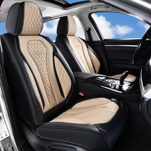 Vista 30 de Coverado Fundas de asiento de automóvil, fundas de asiento delantero, funda de asiento de coche beige, fundas impermeables para asiento