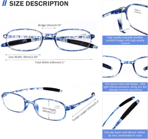 Vista 2 de Lentes de lectura para computadora con bloqueo de luz azul, ligeras, para mujeres y hombres.
