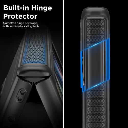 Vista 2 de MAKAVO Funda delgada para Samsung Galaxy Z Fold 3 con cobertura de bisagra, protector de pantalla, mate duro a prueba de golpes, protección de Negro