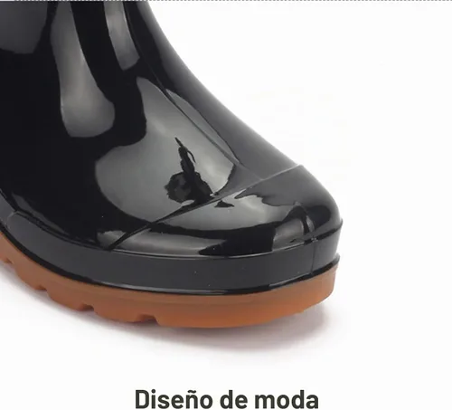 Vista 7 de Botas de lluvia para hombre, resistentes y antideslizantes, antideslizantes, de plástico, de cemento, botas de lluvia de tobillo