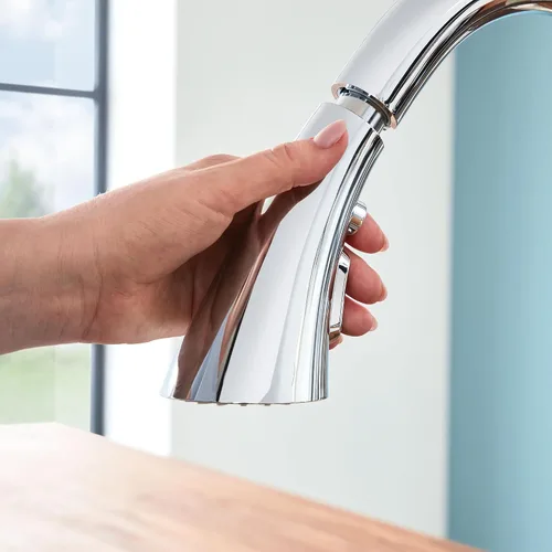 Vista 12 de Grohe 32298003 Zedra Grifo de cocina con triple rociador extraíble de una sola manija en cromo Starlight Cromado
