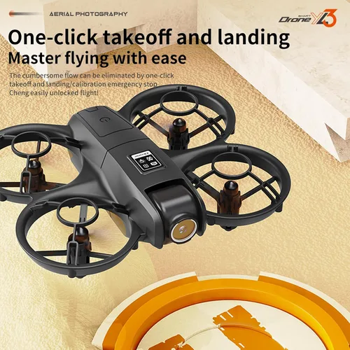 Vista 4 de Mini dron con doble cámara HD, protección de seguridad de hélice con 3 velocidades ajustables, modo sin cabeza, despegue/aterrizaje con una tecla