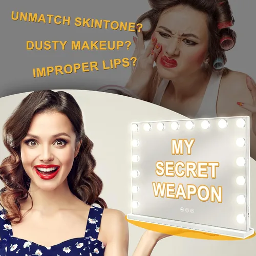 Vista 4 de NicBex Espejo de maquillaje con luces, espejo de maquillaje Hollywood con 15 luces LED regulables, tacto inteligente con ajuste de 3