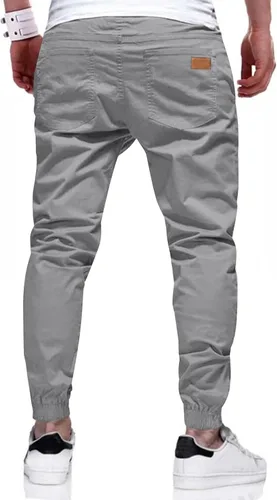 Vista 3 de JMIERR Pantalones cargo de sarga para hombre, estilo casual, de algodón, con cordón, clásicos, chinos, elásticos, pantalones de senderismo con 6