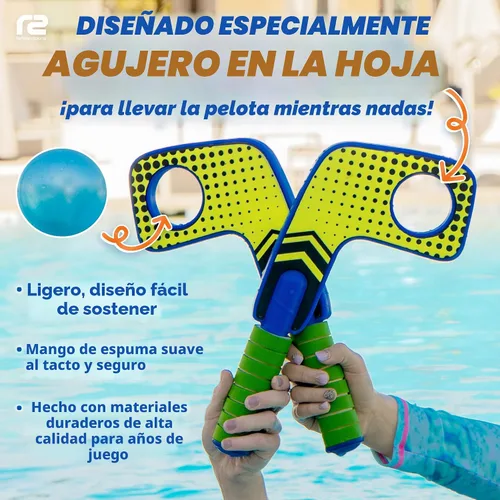 Vista 4 de Divertido juego de mini palos de hockey – Juega en la piscina y la playa o en casa – Para niños y adultos de todas las edades – Usa las paletas