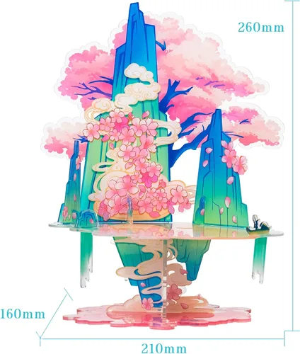 Vista 2 de MU Rompecabezas de metal 3D Peach Blossom Palace Fairyland, kit de modelo para adultos para construir base, kit de bricolaje para regalo