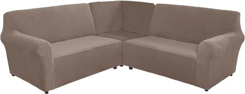 Vista 12 de YOPOIY Fundas de terciopelo para sofá esquinero, 3 piezas, en forma de L, alta elasticidad, suave y lavable a máquina, protector de muebles
