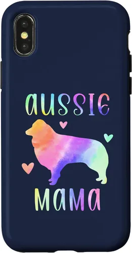 Vista 5 de iPhone 16 Aussie Mama Australian Shepherd Mom Rainbow Watercolor Case