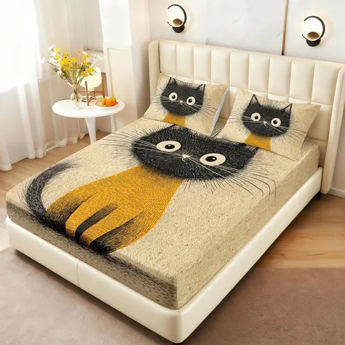 Vista 25 de AILONEN Lovely Bear - Juego de sábanas bajeras tamaño Queen, juego de ropa de cama con pajarita de dibujos animados para niños y niñas, sábana