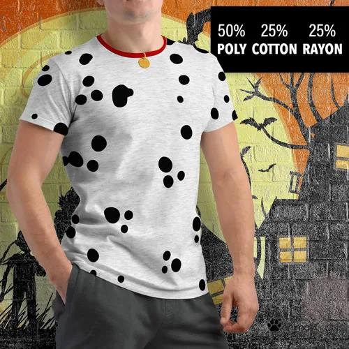 Vista 3 de Disfraz de perro dálmata cuello rojo camiseta suave para hombre