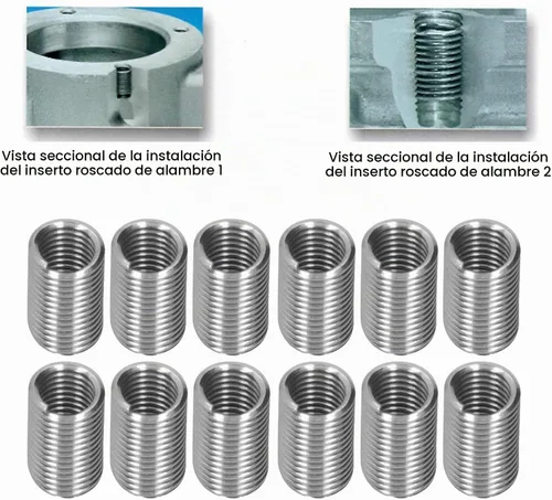 Vista 5 de 100 piezas de insertos de reparación de roscas M6 x 1 helicoidal, fundas de rosca métricas de acero inoxidable con diferentes longitudes para elegir
