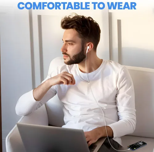 Vista 6 de Paquete de 2 auriculares USB C con cable para iPhone 17/17 Pro Max/17 Pro/16/15, auriculares estéreo de alta fidelidad tipo C, micrófono integrado