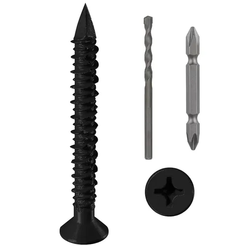 Vista 15 de Wensilon 49 piezas) Kit de ancla de tornillo para hormigón de 1/4" con cabeza plana azul para anclar a mampostería, bloque o ladrillo estuco