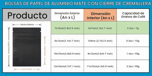 Vista 2 de FERENLI 100 unidades de bolsas planas con cierre de cremallera y auto-sellado para embalaje de papel de aluminio, bolsa de almacenamiento de café