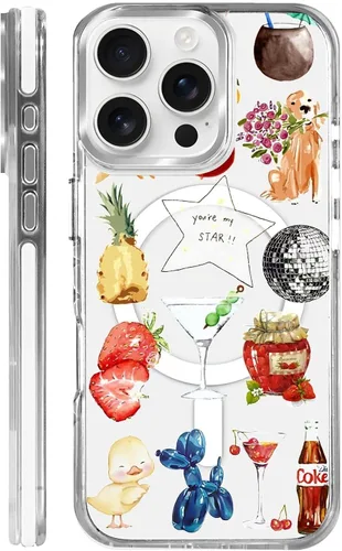 Vista 49 de Funda para iPhone 13 Pro, transparente con bonito patrón de tiburón azul, compatible con Magsafe funda protectora suave para mujeres y niñas (blanco)