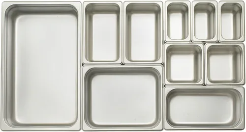 Vista 2 de Winco Bandeja de comida de metal profundo de 1/3 de 2.5 pulgadas, bandeja de mesa de vapor, antiatascos, calibre 25