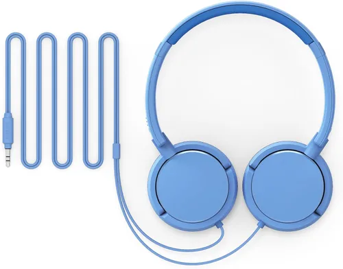Vista 4 de PHILIPS K2019 - Audífonos ligeros con cable para niños, micrófono integrado, volumen seguro limitado, plegable y duradero, color azul