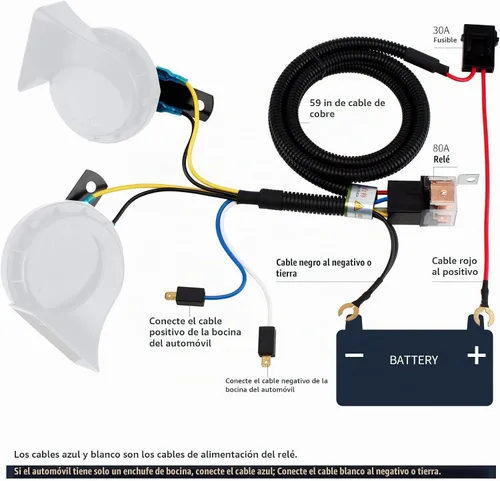 Vista 8 de FARBIN Bocinas universales de 12 V para automóvil, bocinas de vehículo ruidosas, kit de bocina de caracol de doble tono con arnés de relé