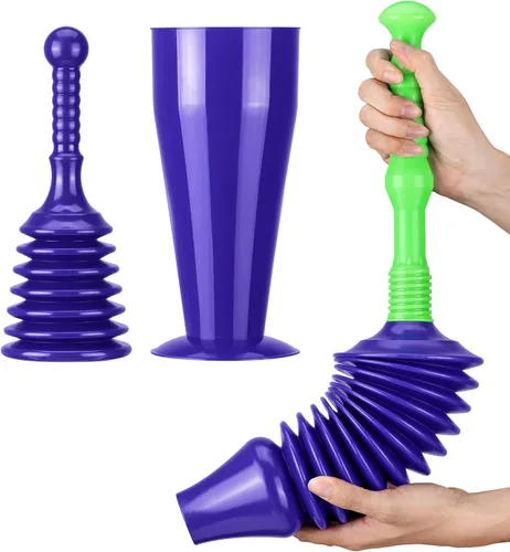 Vista 9 de Luigi's Desagüe para cocina con émbolo para lavabo de baño, bañera o ducha de drenaje, removedor de obstrucciones pequeño y potente, estilo Negro