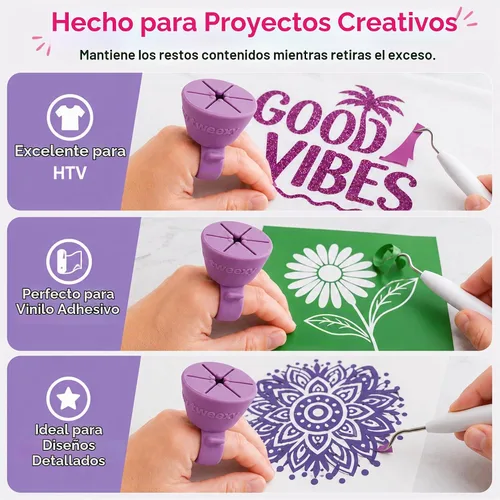 Vista 5 de Anillo colector de desechos de vinilo Tweexy Craft Herramientas de desbroce para transferencia de calor de vinilo, soporte de hojas de papel