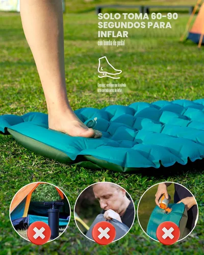 Vista 3 de AKSOUL Colchoneta de dormir para acampar con almohada: extra gruesa de 3.9 pulgadas, ultraligera autoinflable, colchón inflable compacto y ligero