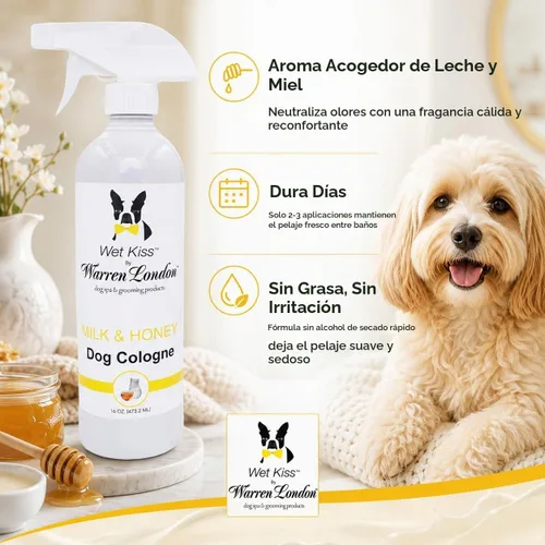Vista 7 de Warren London Wet Kiss Milk & Honey - Aerosol de colonia para perros, 2 onzas