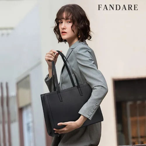 Vista 2 de FANDARE Bolso grande para laptop para mujer, bolso de hombro impermeable de piel sintética para oficina, trabajo, negocios