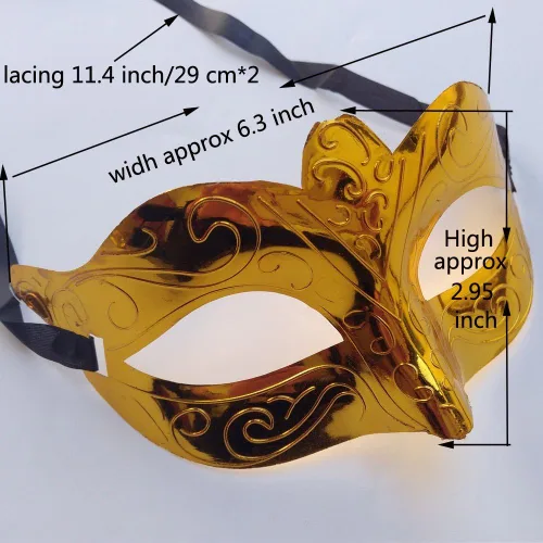 Vista 2 de Arlai Paquete de 12, máscaras de fiesta chapadas en oro brillante, accesorios de boda, máscaras de mascarada mardi gras Mezcla de 12 piezas