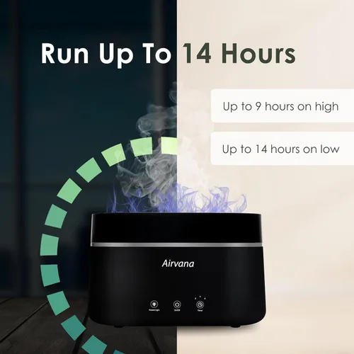 Vista 6 de AquaFlame Humidificador ultrasónico (0.75 litros) - Humidificador con tecnología de vibración con difusor de aceite esencial - Diseño de mesa