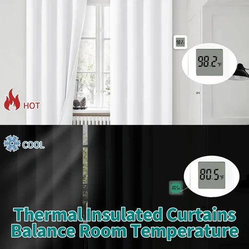 Vista 5 de BGment - Cortinas blackout blancas para dormitorio de 84 pulgadas de largo, juego de 2 paneles, cortinas para dormitorio con aislamiento térmico
