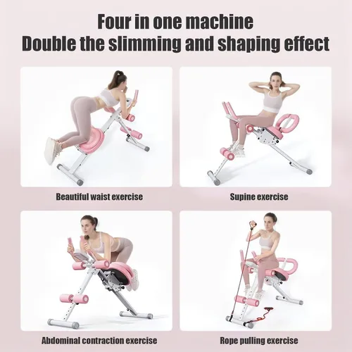 Vista 13 de Máquina de abdominales, equipo de entrenamiento abdominal, máquina de entrenamiento abdominal ajustable de 5 niveles con pantalla LCD, equipo de Rosa