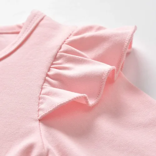 Vista 7 de Conjunto de 3 piezas de ropa de bebé niña de manga larga con letras pantalones casuales y diadema
