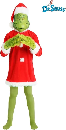 Vista 2 de Dr. Seuss The Grinch - Disfraz de Santa con máscara completa para adultos (hombre adulto SM 36-40)