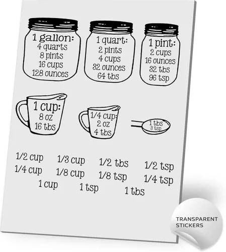 Vista 8 de TOOLSSIDE Tabla de conversión de medidas de cocina para productos a granel - Vinilo pegatinas de cocina - Tabla de conversión métrica. ¡Son