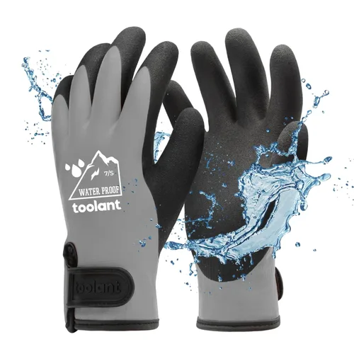 Vista 36 de Guantes impermeables para hombres y mujeres, guantes para congelador con agarre, doble recubrimiento de nitrilo para repelente extremo al aceite