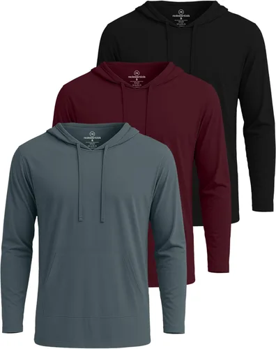 Vista 9 de Real Essentials 3 Pack: Sudaderas con capucha de cordón de algodón para hombre, ligeras y casuales, con bolsillo