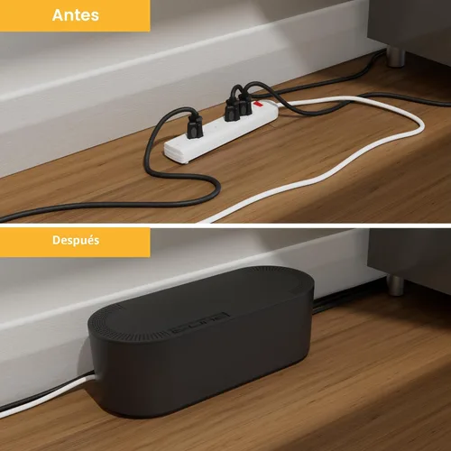 Vista 6 de D-Line Caja de gestión de cables, cubierta de regleta de alimentación, ocultador de toma de piso, organizador de cables de escritorio, ocultar