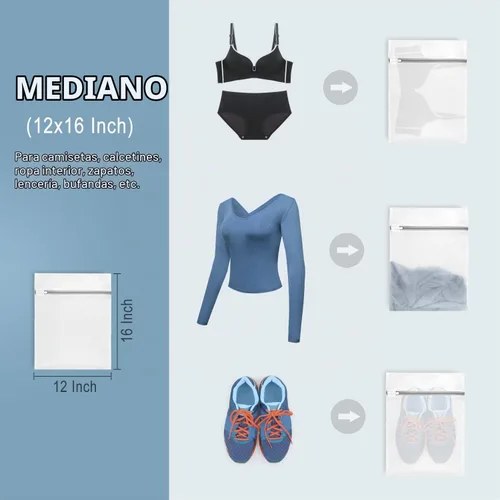 Vista 6 de Muchfun 3 bolsas duraderas de malla de diamante para lavandería, para prendas delicadas, 12 x 16 pulgadas (3 medianas)