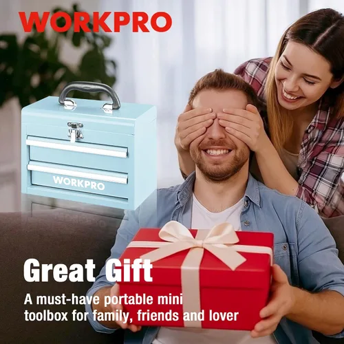 Vista 8 de WORKPRO Mini caja de herramientas de metal portátil con 2 cajones