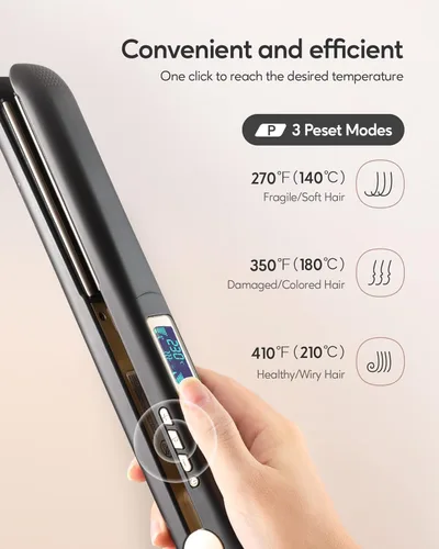 Vista 2 de Piastra per Capelli, profesional con rivestimento en nano-titanio, piastra 2 en 1 Titanium Flat Iron para el cabello hace que el cabello brillante
