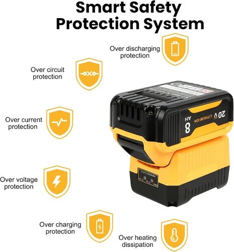 Vista 13 de Reemplazo de batería de 8.0Ah para batería Dewalt 20V MAX, con estación de cargador DCB112 Amarillo