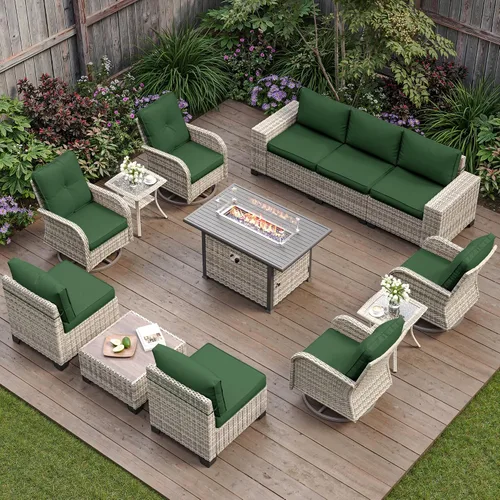 Vista 44 de Muebles de patio al aire libre conjunto PE mimbre ratán al aire libre sofá seccional Gris