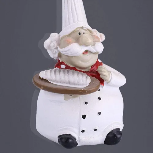 Vista 6 de Agatige 2 figuras de chef de resina, bonito adorno de resina, decoración de cocina de chef italiano para el hogar, restaurante, cafetería, bar