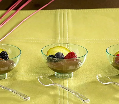Vista 4 de zappy 50 mini tazones de plástico transparente para fiestas, cuencos pequeños desechables para postre, platos para dulces, cuencos para aperitivos