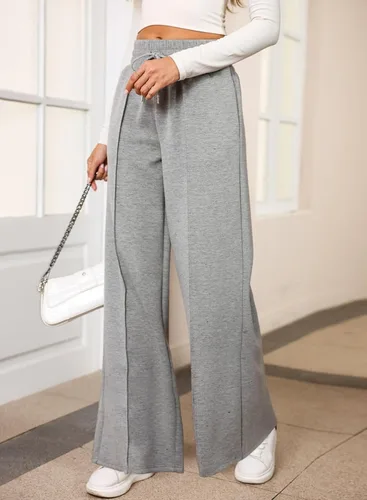 Vista 3 de Aleumdr Pantalones deportivos de cintura alta con cordón y pierna ancha con bolsillos, pantalones de yoga sueltos casuales para mujer